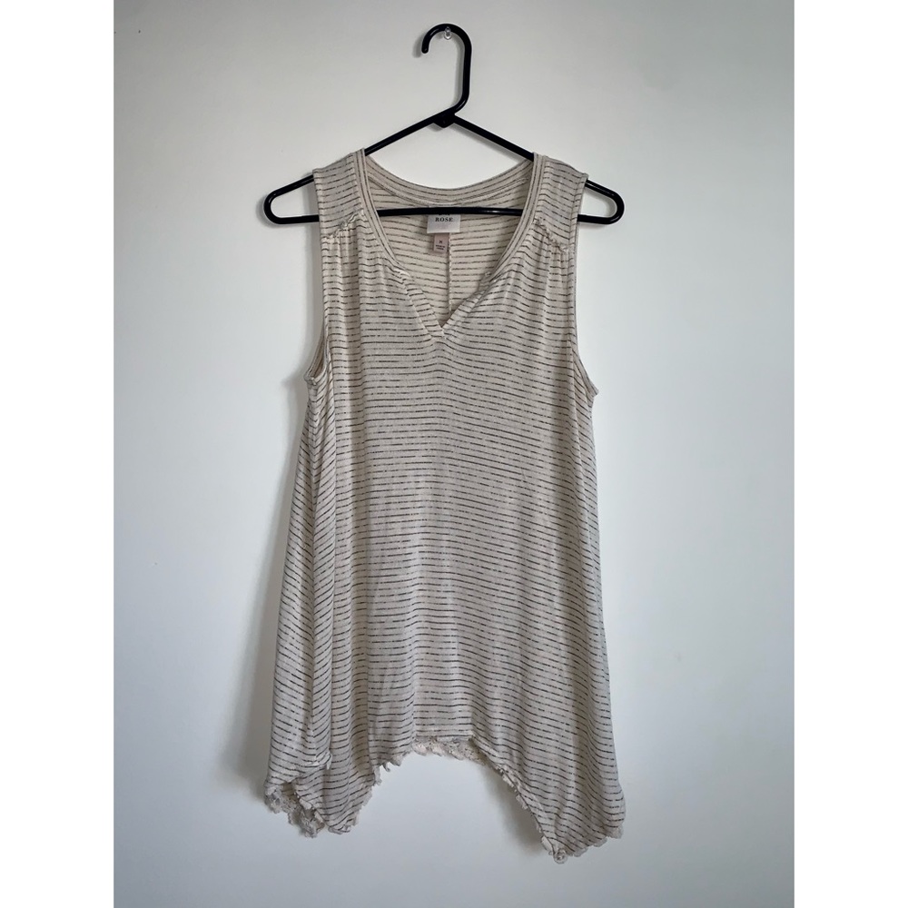 Cream Patterned Long Tank Top